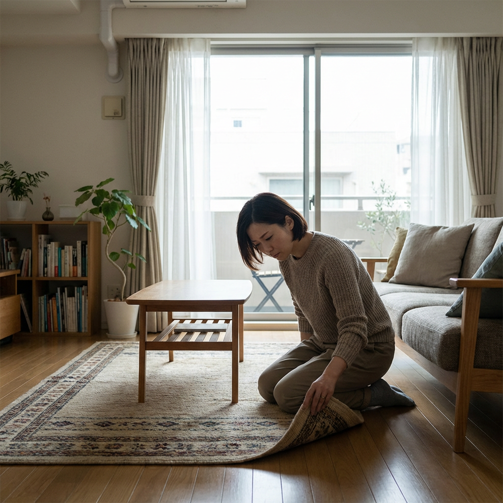 Woman Checking Carpet