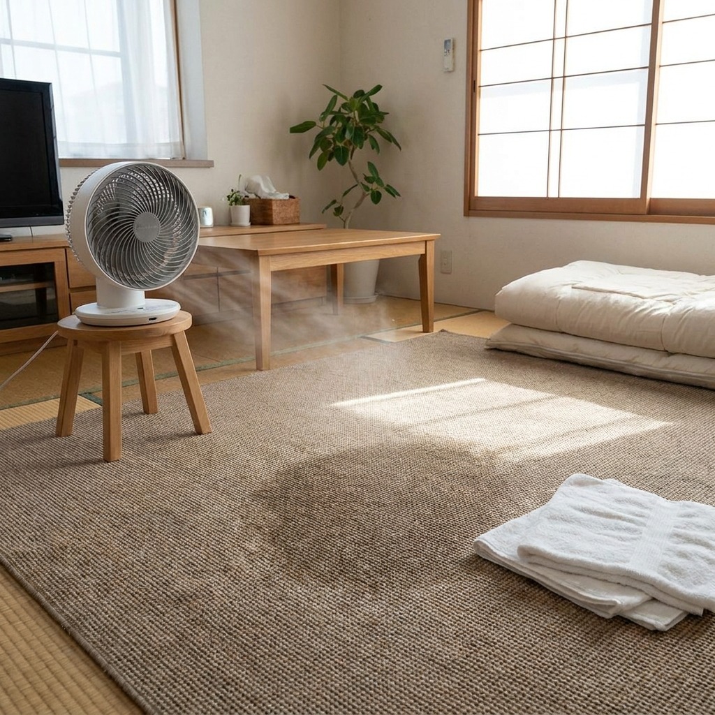 Damp Carpet with Circulator Fan