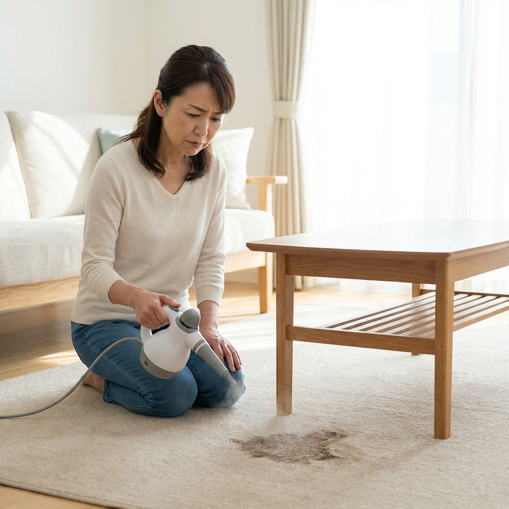 woman with stained carpet