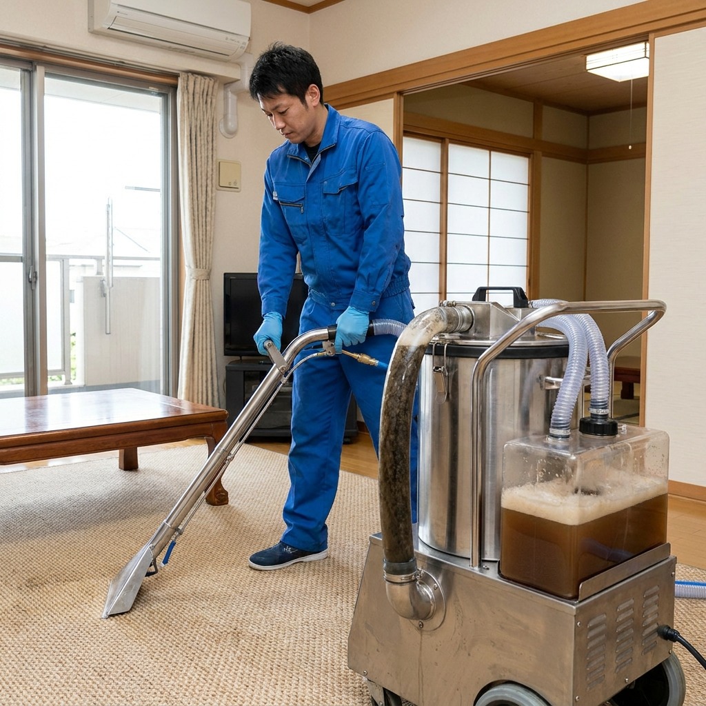 Professional Carpet Cleaning Scene