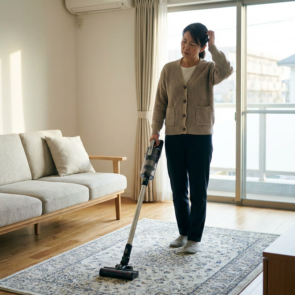 Japanese Woman with Vacuum Cleaner