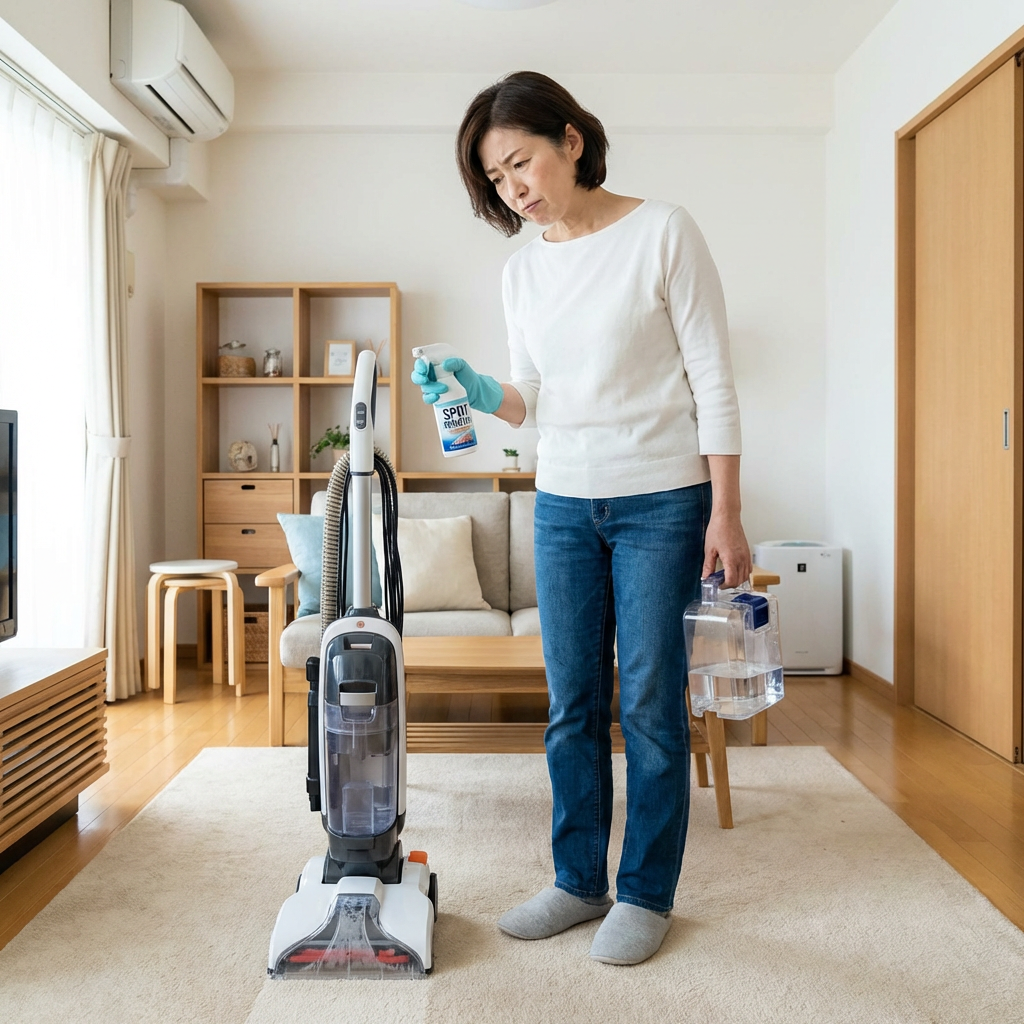 person with carpet cleaner