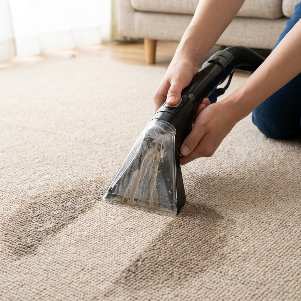 using carpet cleaner