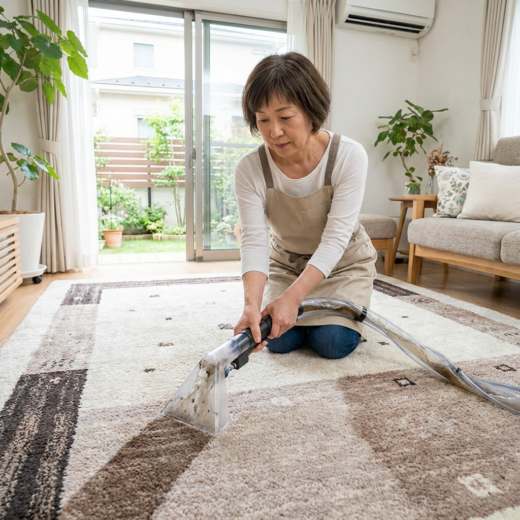 using carpet cleaner