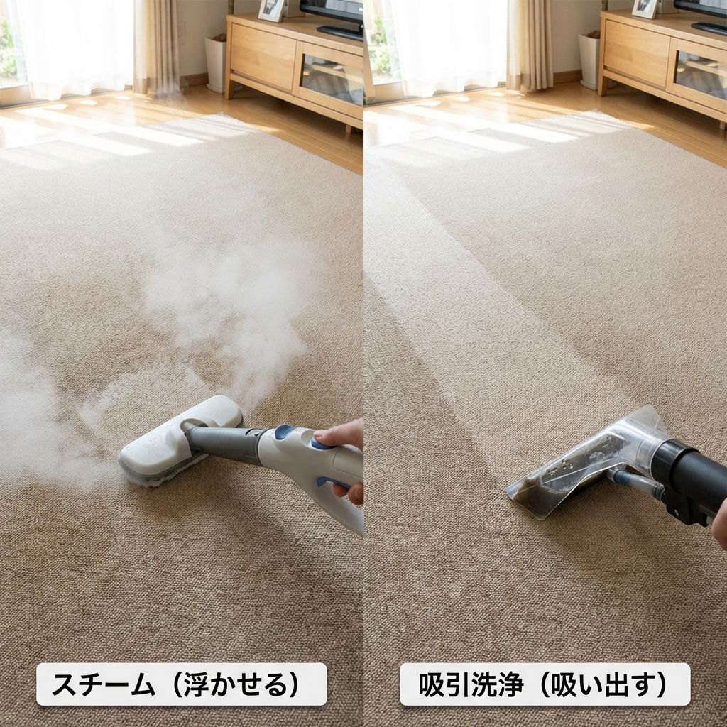 comparison scene of carpet cleaning methods