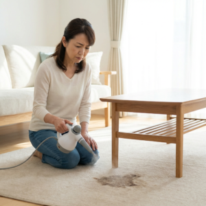woman with stained carpet