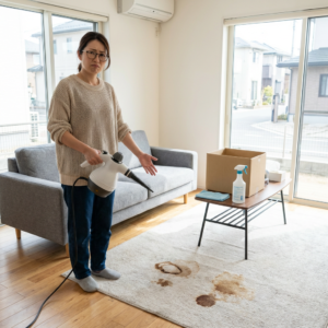 person with steam cleaner